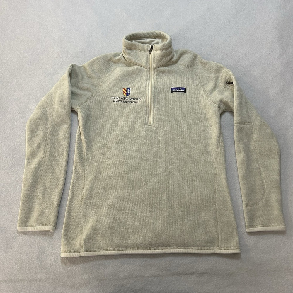Patagonia 1/4 Zip Better Sweater Jacket Womens Medium Beige White Cream Fleece